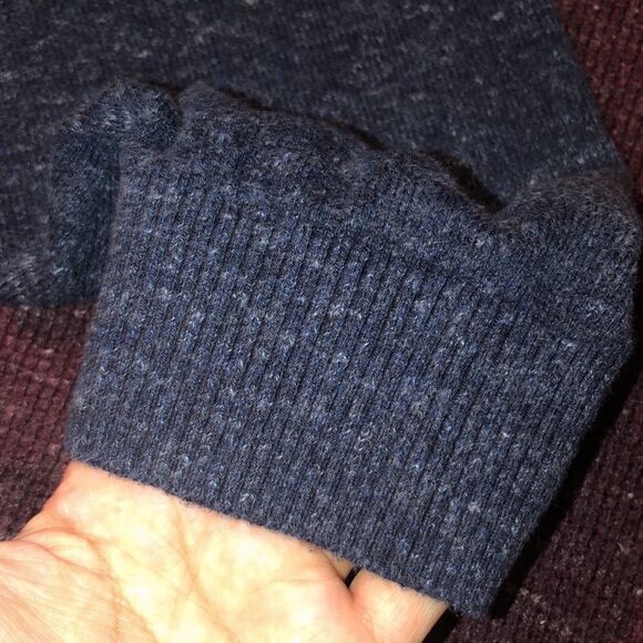 GAP XL Waffle Knit Color Block Burgundy Navy Heathered Crewneck Thermal - Picture 6 of 12